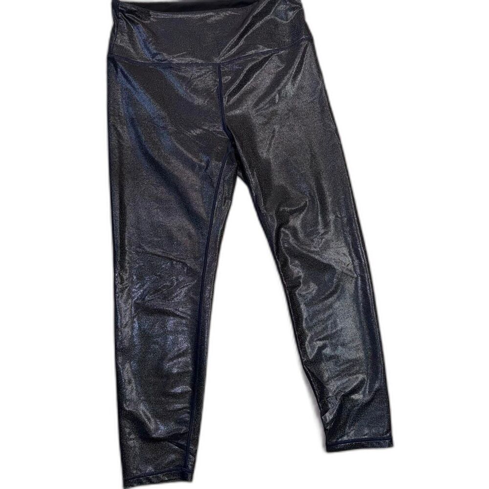 ZYIA Active Black Holographic Shimmer High Rise Leggings – Women’s Size 12